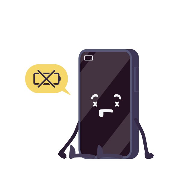 智能手机卡通人物，没电的手机电池寿命图片下载