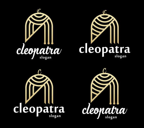 克利奥帕特拉女王妇女优雅的埃及插图古董线艺术标志设计模板图片下载