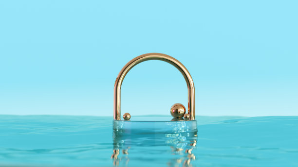 豪华优质3d平台站在海洋产品。图片下载