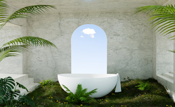 浴室带有自然的设计理念图片下载