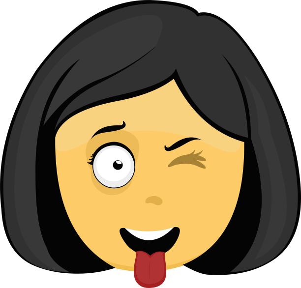 矢量表情符号女孩卡通黄色眨舌头图片下载