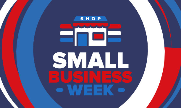 全国小企业周是5月。支持本地业务。每年在美国庆祝一次。经营理念。爱国的设计。海报，卡片，横幅和背景。矢量图图片下载
