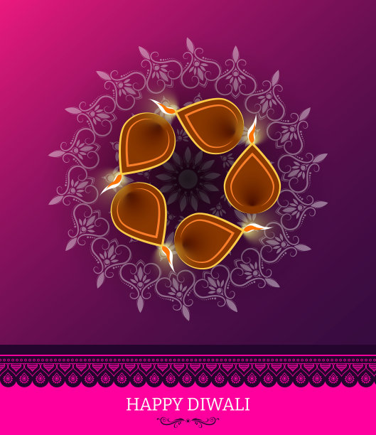 传统排灯节快乐祝福卡梯度风格设计图片下载