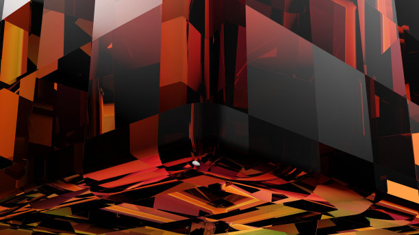 3 d效果图。3D高质量渲染。一个红色的水晶。一种珍贵的红色矿物，呈方形和六边形。具有许多抽象形状的晶体。设计或演示模板的背景图片下载