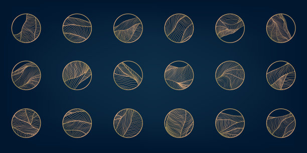 一组抽象的波浪形极小线有机图片下载