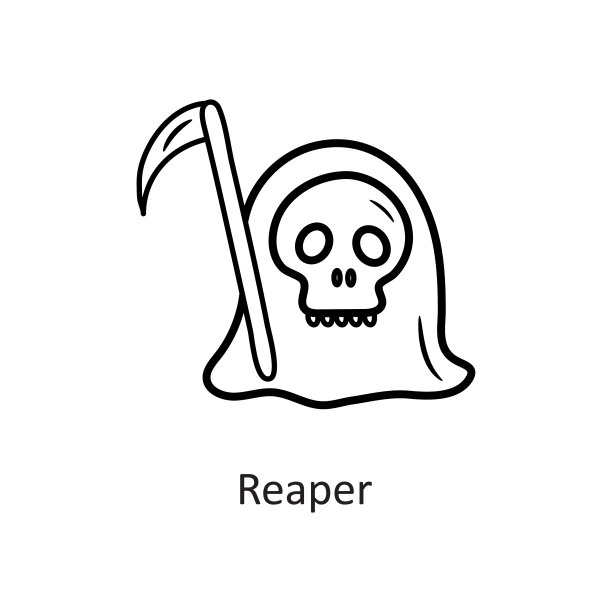 死神矢量轮廓图标设计插图。万圣节符号在白色背景EPS 10文件图片下载