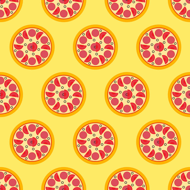 披萨无缝图案彩色披萨图标上图片下载