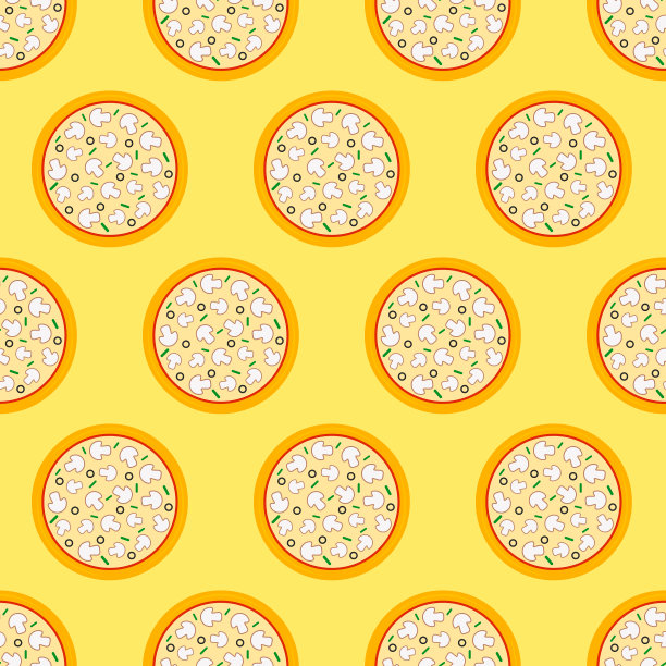 披萨无缝图案彩色披萨图标上图片下载