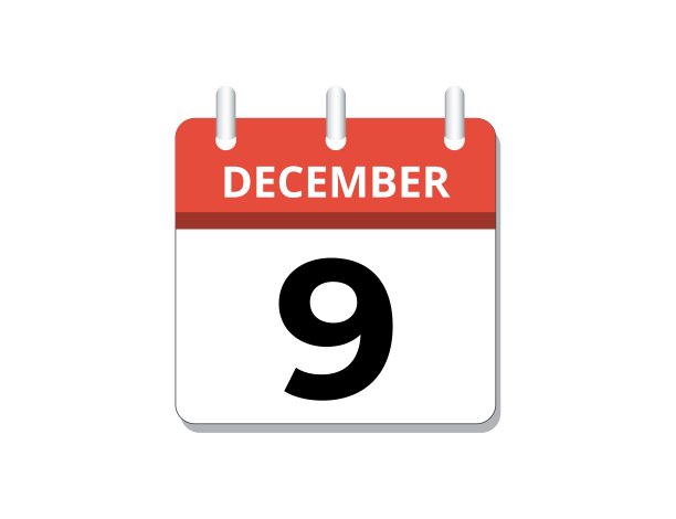 12月9日日历图标矢量，时间表概念，业务和任务图片下载