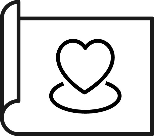 艺术、图画、意象概念。简单的单色孤立符号。可编辑的中风。矢量线图标的心在纸上图片下载