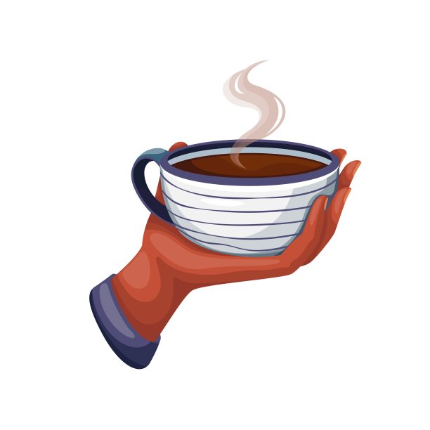 手拿蒸汽热饮杯，手拿条纹图案陶瓷杯图片下载