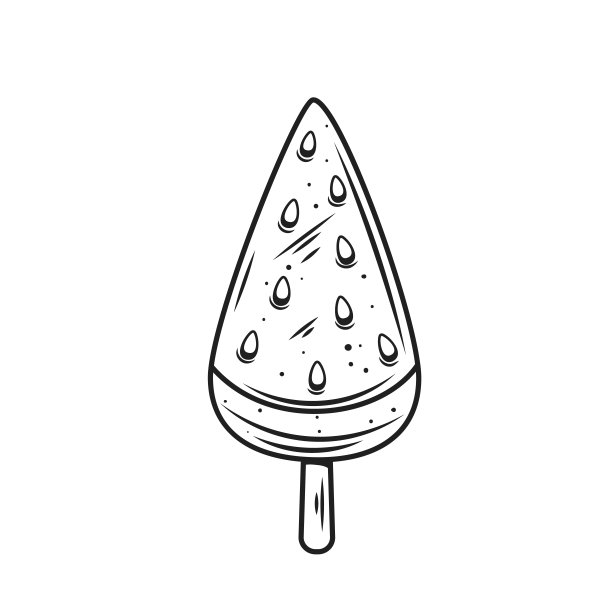 西瓜冰淇淋棒，轮廓图标，三角形水果味冰糕图片下载