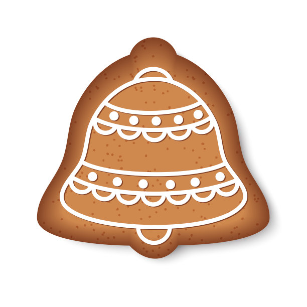 白色背景的圣诞铃铛姜饼。矢量插图设计。图片下载