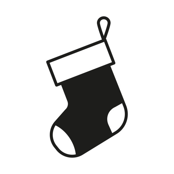 矢量冬季标志设计。黑色和白色的圣诞袜子图标图片下载