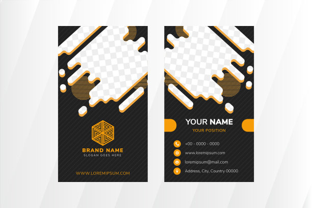 优雅的名片设计模板与垂直布局图片下载