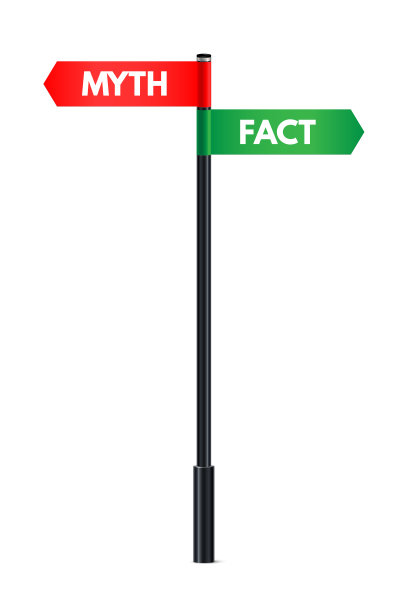 路标与神话和事实箭头标志，三维金属杆与信息板图片下载