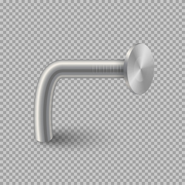 3d铁钉子矢量插图。现实孤立的金属销与圆头，弯曲的钢硬钉或鞋钉的木工，建筑工程在透明的背景图片下载