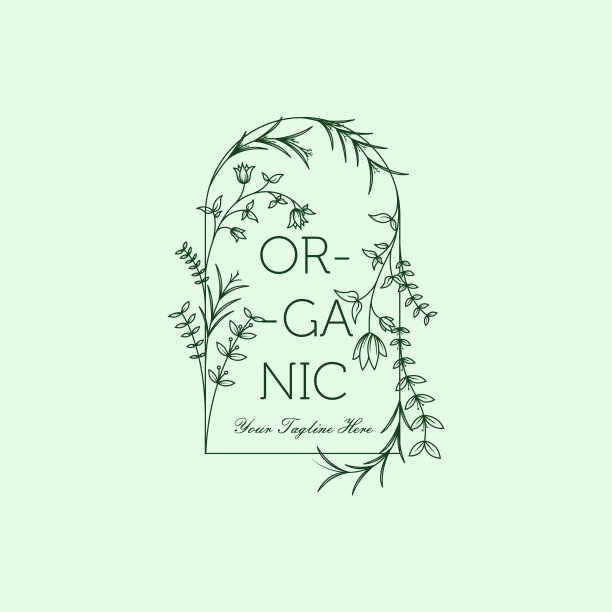 手绘女性标志模板。女性框架与花，植物，分支元素。花框架标志设计婚礼，花店，精品，家居装饰和邀请卡。图片下载