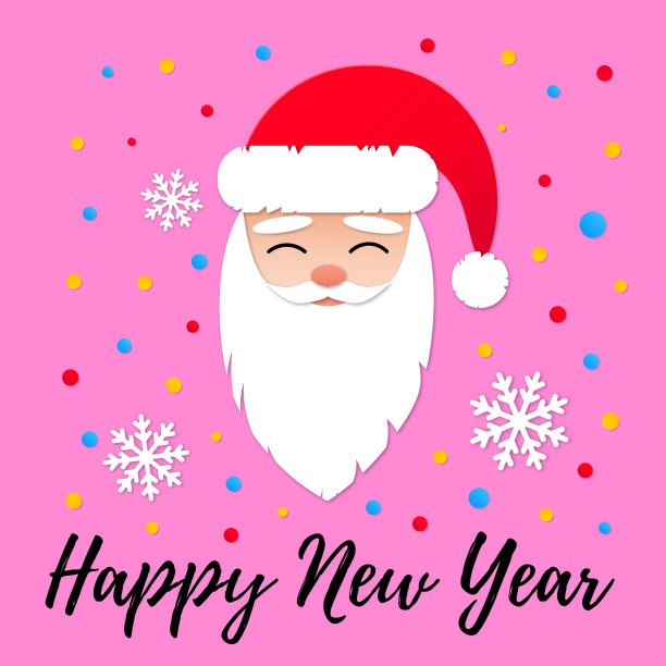 剪纸圣诞老人新年卡图片下载