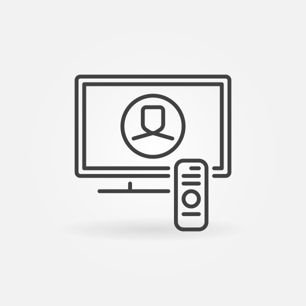 电视与远程线性图标。向量观看视频博客符号图片下载