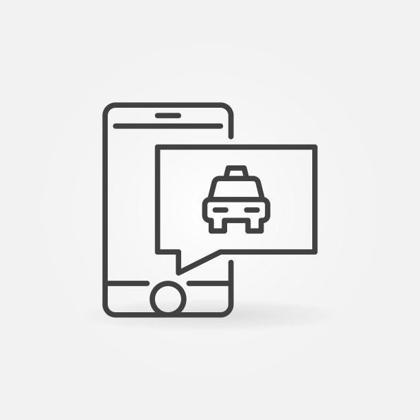 智能手机出租车语音气泡矢量概念轮廓图标图片下载