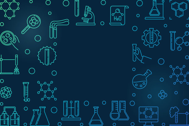 化学彩色线条插图。现代插图向量图片下载