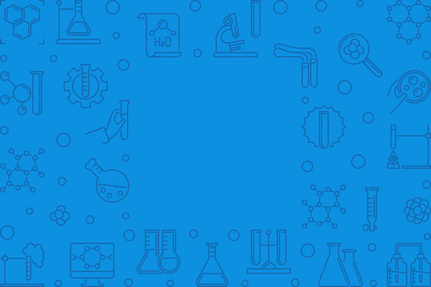 化学蓝色线性水平插图。矢量图图片下载