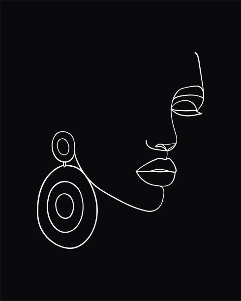 画在女人的脸上。时尚理念，女性美极其简单。——矢量插图。图片下载