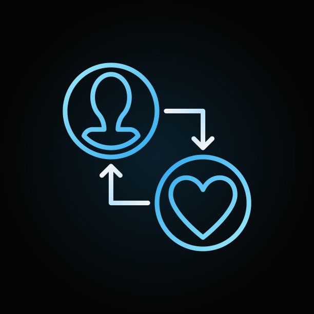 人脸与心脏矢量捐赠创意线图标图片下载