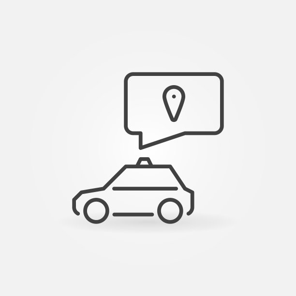 出租车与语音气泡和指针矢量概念线性图标图片下载