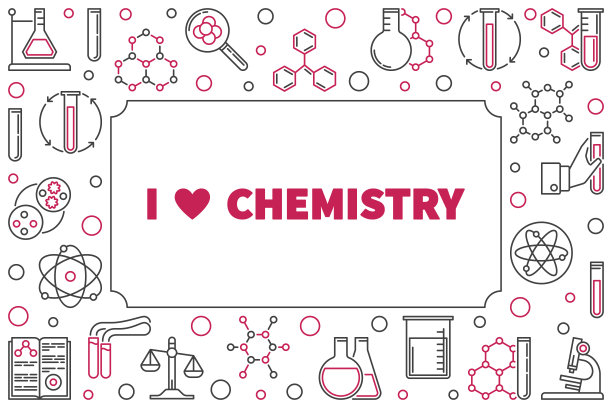 我爱化学矢量框架与化学轮廓图标图片下载
