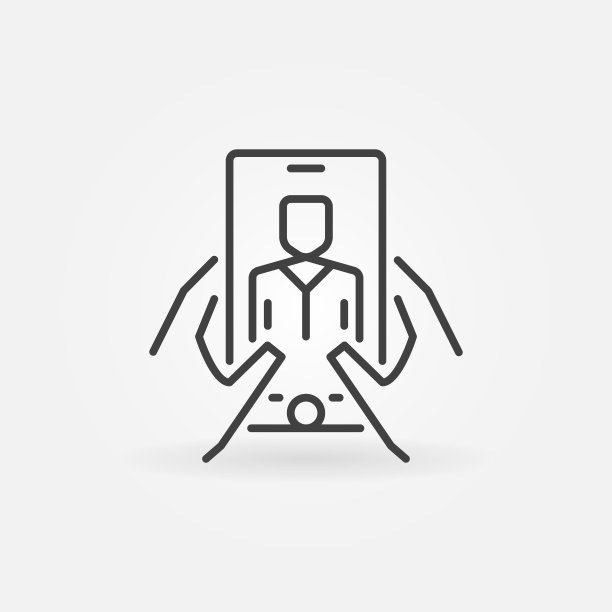 手握智能手机与男人线性图标。有问题的象征图片下载