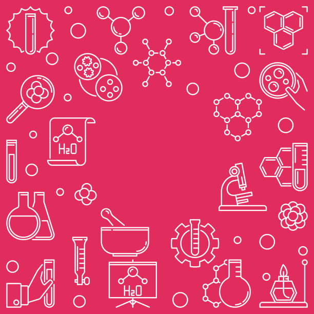 化学矢量线方形插图与圆框架图片下载