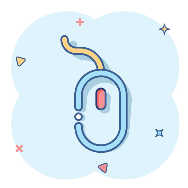 矢量卡通电脑鼠标图标在漫画风格。计算机光标符号插图象形图。鼠标商业溅射效果概念。图片下载