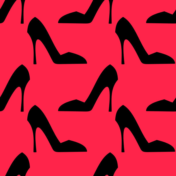 女式高跟鞋。经典女装鞋-无缝矢量背景在平的风格。时尚外观造型师图片下载