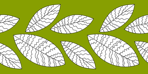 风格化的叶片-矢量绘制细线。树叶-无缝插图。叶树小枝，灌木。图片下载