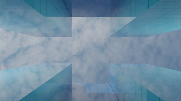 蓝色玻璃摩天大楼图片下载