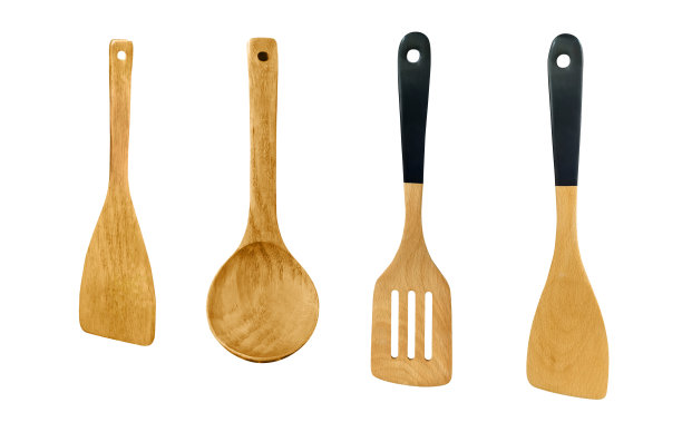 勺子，翻锅器，厨房用具都在白色上图片下载