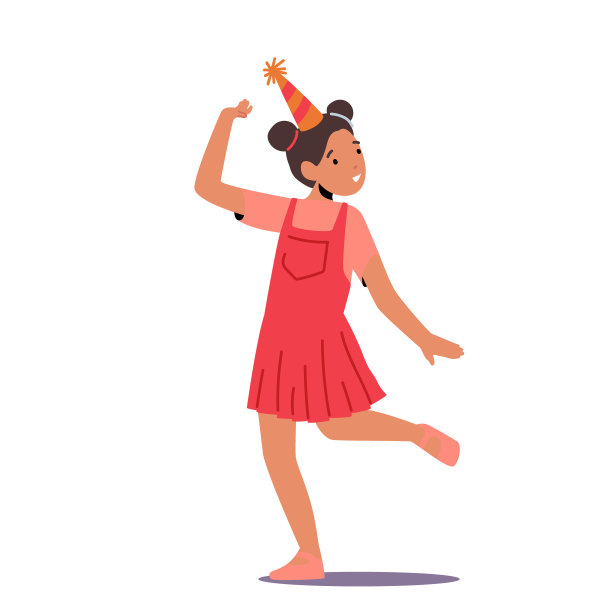 女孩庆祝生日，儿童聚会，活动庆祝概念。戴上喜庆的帽子图片下载