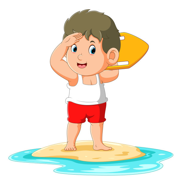 男孩站在那里，手里拿着一块小木板，看着什么东西图片下载