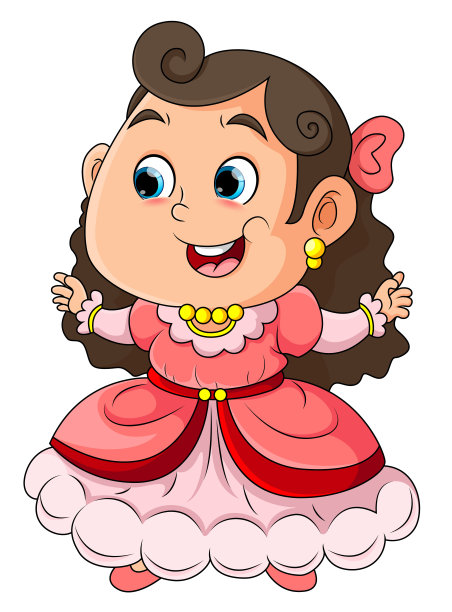 可爱的公主女孩穿着裙子看起来很漂亮图片下载