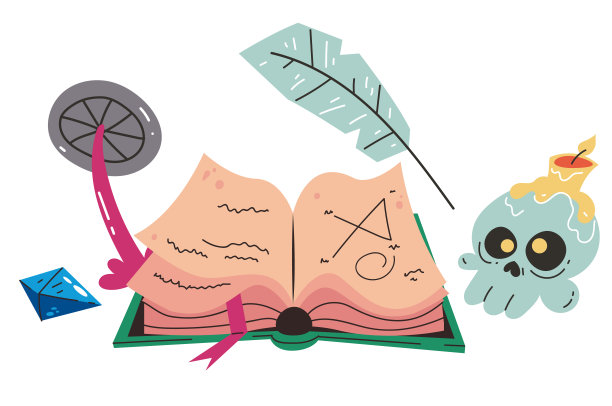 神秘巫师巫术抽象涂鸦构成概念。设计图形元素矢量插图图片下载