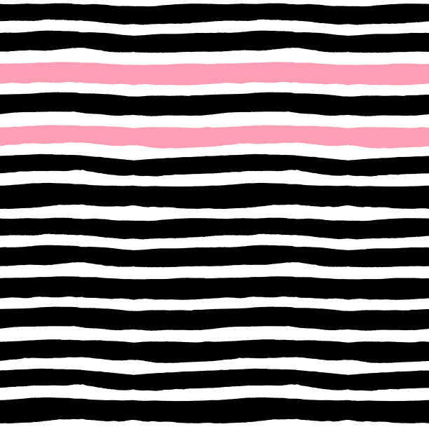 手绘水彩黑色和粉红色的水平线，孤立在白色上。无缝抽象条纹垃圾图案。时尚的几何illustrtion。图片下载