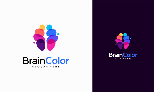 彩色头脑风暴标志向量，大脑标志设计模板，想法设计概念，图片下载