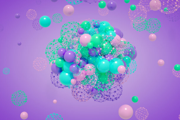 摘要球体分子结构神经网络区块链和人工智能概念图片下载