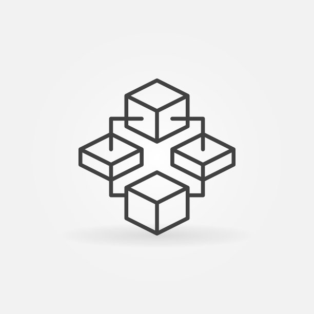 区块链技术矢量轮廓图标或标志元素图片下载