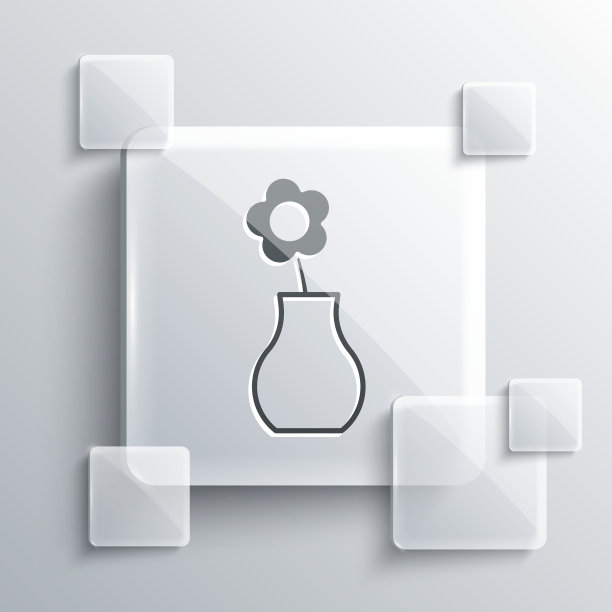 灰色花在花瓶图标孤立的灰色图片下载