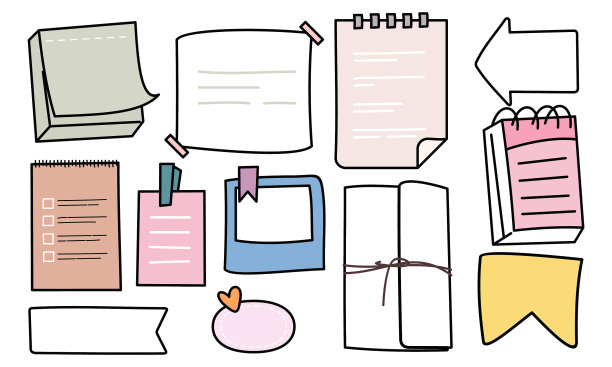 手绘笔记纸涂鸦集便签集图片下载