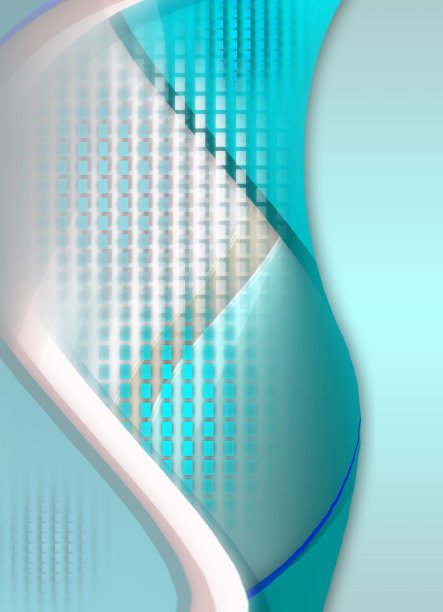 具有曲线和矩形形状的抽象背景。银色绿松石和白色。图片下载