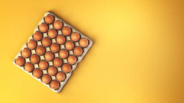 黄色底色纸盒鸡蛋棕色图片下载